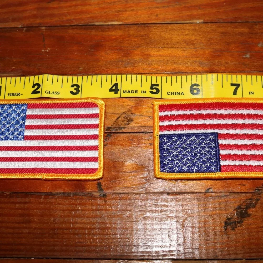 USA Flag patches sew on each set includes one regular flag and one reversed - Picture 2 of 4